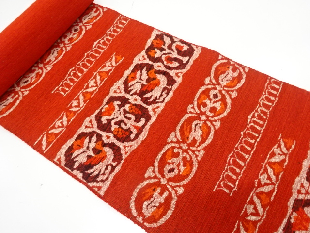 JAPANESE KIMONO / ANTIQUE BOLT FOR NAGOYA OBI / SILK / TSUMUGI / RABBIT